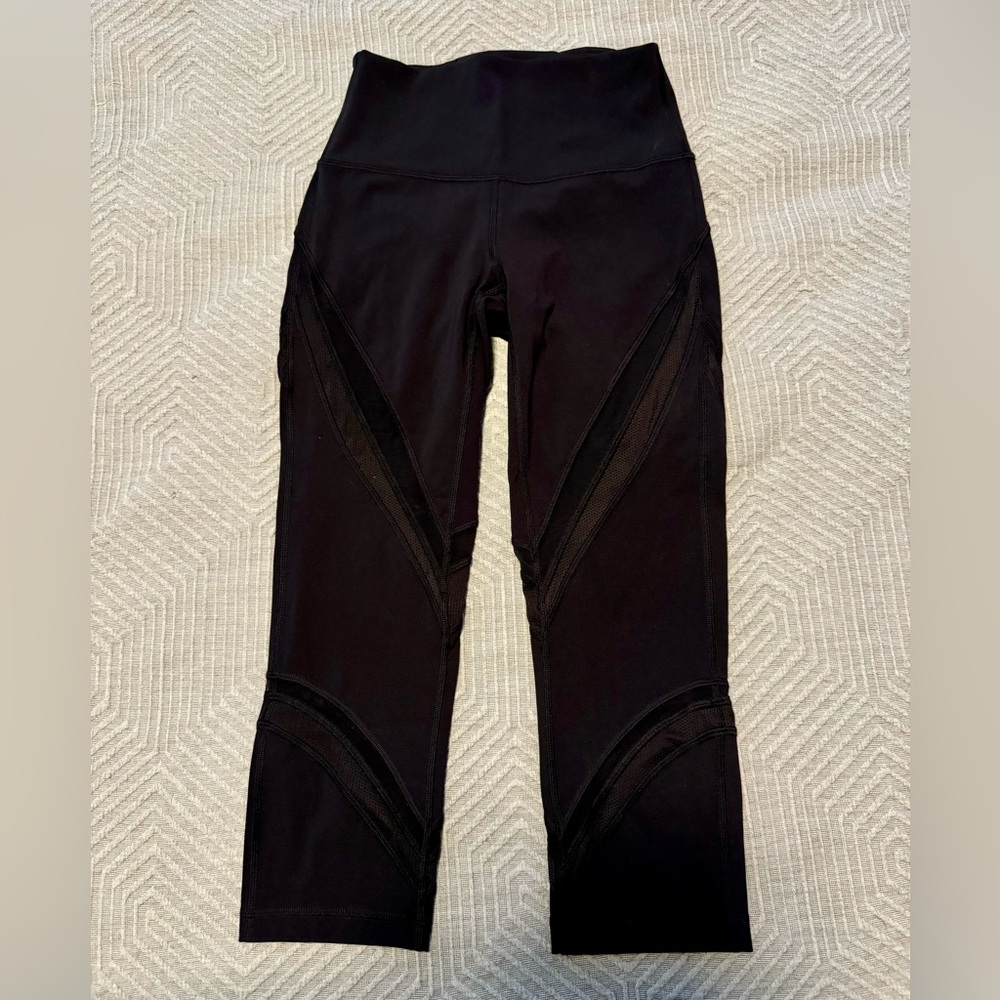 🍋 Lululemon High Times Tech Mesh Hi Rise Wunder Under Cropped Leggings